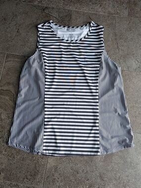 Croft & Barrow Black and White Striped Sleeveless Tank Top